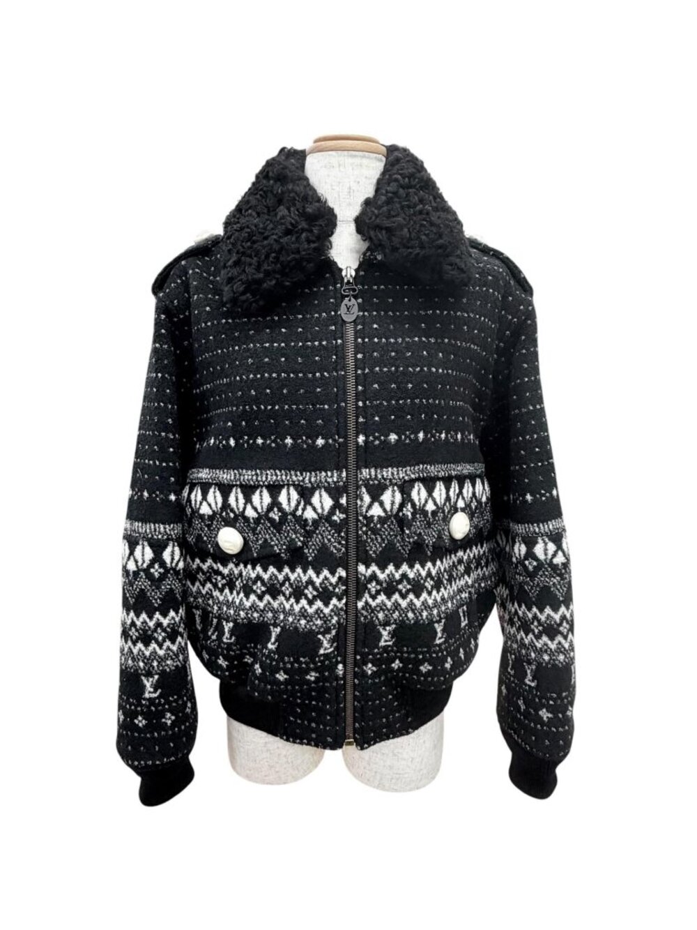 Louis Vuitton Alpine Jacquard Zip Up Jacket Black 34